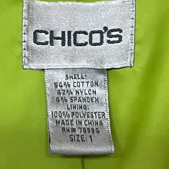 CHICO'S Abstract Multi-Color Floral Pattern Fitted Button Blazer Size M - Picture 9 of 10